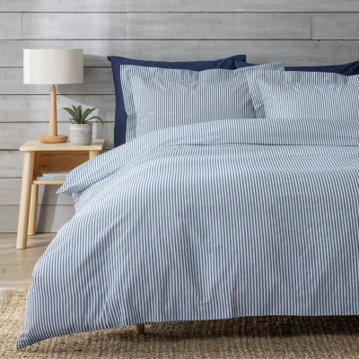 Habitat Habitat Cotton Oxford Edge Stripe Denim Bedding Set- Toddler