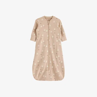 John Lewis Lindex Baby Organic Cotton Long Sleeve Sleeping Bag, Beige