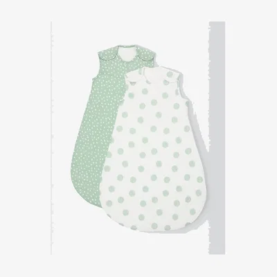 John Lewis John Lewis ANYDAY Spot Print Baby Sleeping Bag, 2.5 Tog, Pack of 2, Mist