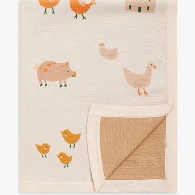 John Lewis John Lewis Little Farm Knitted Baby Blanket, 100 x 80cm