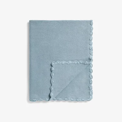 John Lewis John Lewis Scalloped Cotton Baby Blanket, 100 x 80cm