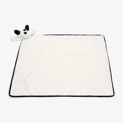 John Lewis Jellycat Bashful Puppy Baby Blankie, Black/Cream