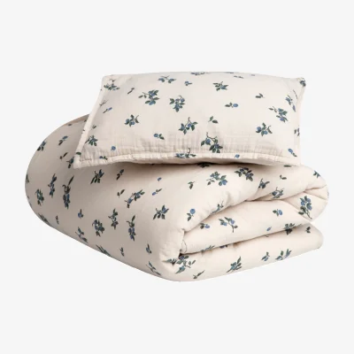 Nordic Nest Garbo&Friends Blueberry Muslin bed set baby 70x80 cm/28x35 cm