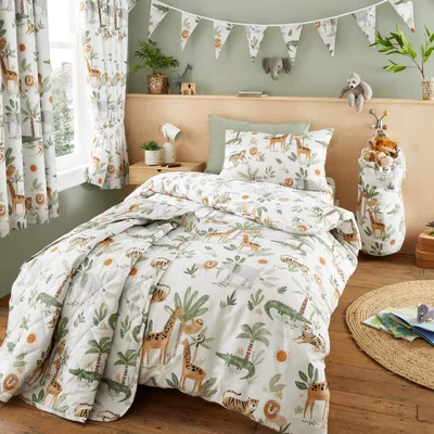 The Range Jungle Safari Kids Bedding Duvet Cover Set - Ivory / Double