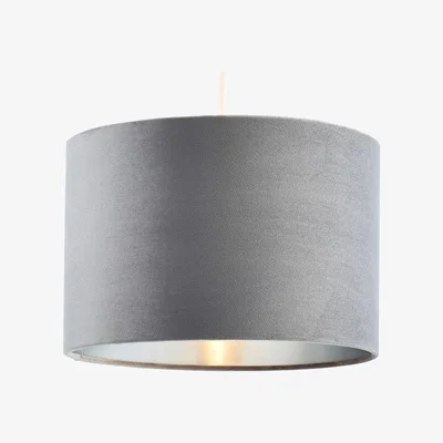 BHS.com Velvet 30cm Easyfit Shade, Grey and Satin Nickel