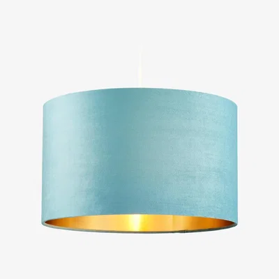 BHS.com Large Velvet Easyfit Shade, Teal and Brass