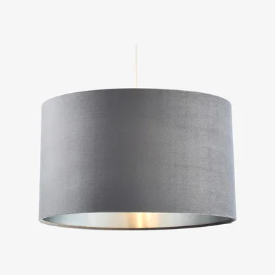 BHS.com Large Velvet Easyfit Shade, Grey and Satin Nickel