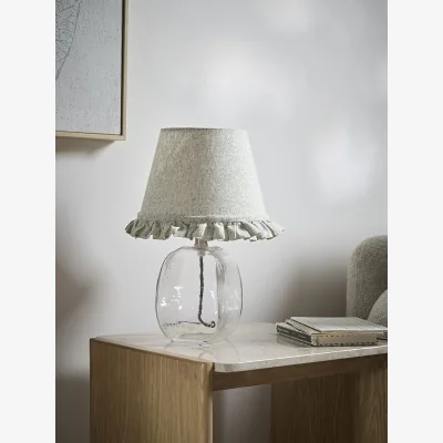 Cox and Cox Indira Hand Block Printed Ruffle Lampshade - Dusky Sage