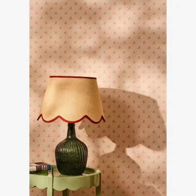 Casa by JJ Sweet Red Trim Scalloped Lampshade