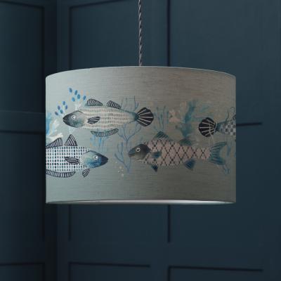 Dunelm Barbeau Drum Lamp Shade Seafoam (Blue)