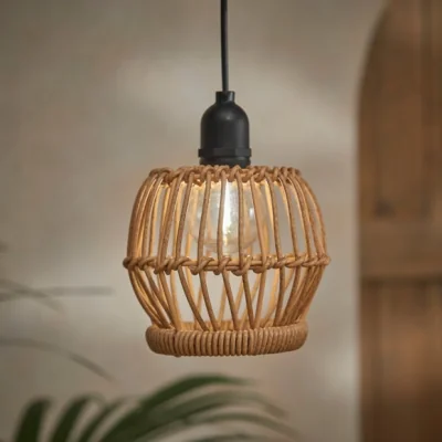 Dunelm San Marino Solar Rattan Woven Lamp Shade Natural