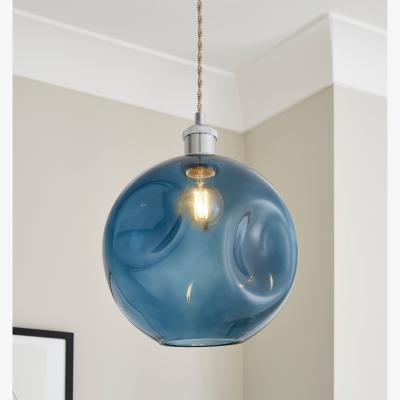 Dunelm Alexis Round Glass Easy Fit Pendant Blue