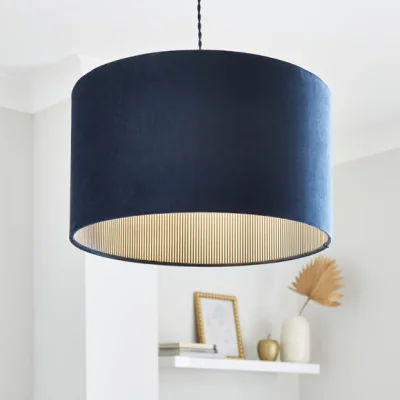 Dunelm Ticking Stripe Velvet Drum Lamp Shade