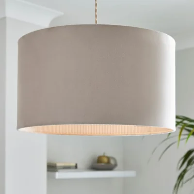 Dunelm Ticking Stripe Velvet Drum Lamp Shade