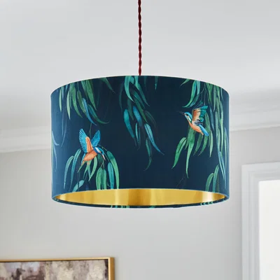 Dunelm Kingfisher Drum Lamp Shade Teal (Blue)