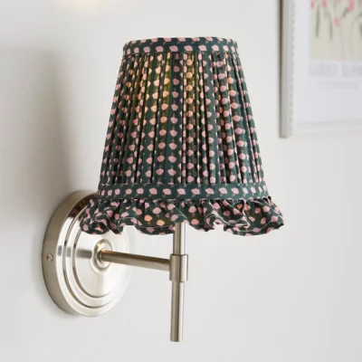 Dunelm Block Floral Easy Fit Ruffle Lamp Shade