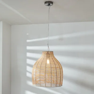 Dunelm Caswell Rattan Cloche Easy Fit Pendant Shade Natural