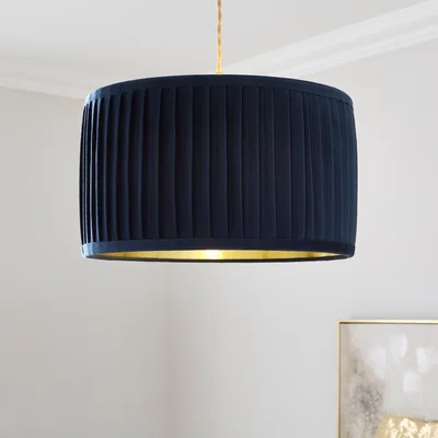 Dunelm Sawyer Pleated Velvet Drum Lamp Shade