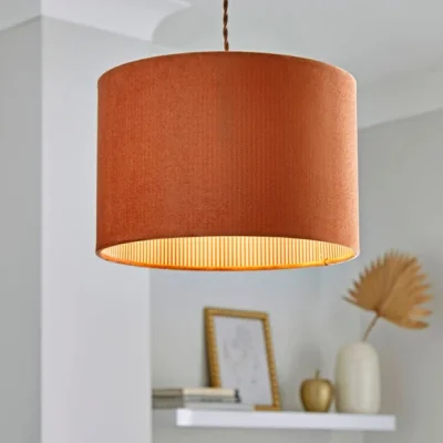 Dunelm Ticking Stripe Velvet Drum Lamp Shade