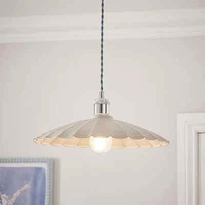 Dunelm Maya Scalloped Metal Easy Fit Pendant Shade Natural