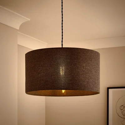Dunelm Barkweave Easy Fit Drum Lamp Shade Charcoal (Grey)