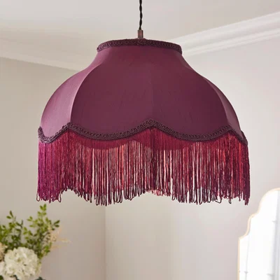 Dunelm Carmona Fringed Velvet Lamp Shade