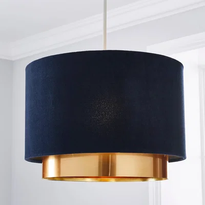 Dunelm Nesa Two Tier Velvet Lamp Shade Navy