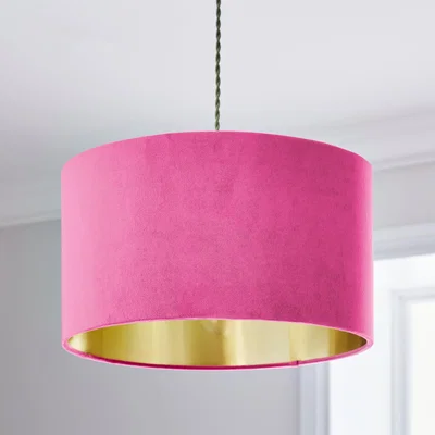 Dunelm Clara Velvet Drum Lamp Shade Fuchsia