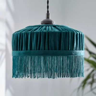 Dunelm Alessia Velvet Pleated Lamp Shade