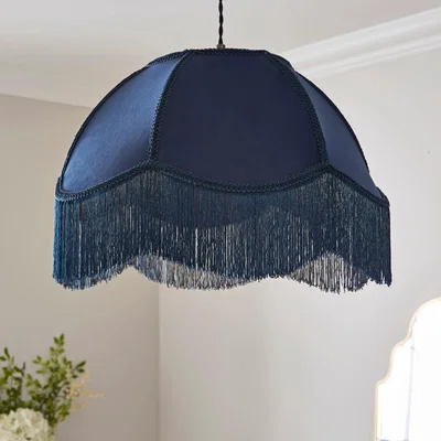 Dunelm Carmona Fringed Velvet Lamp Shade