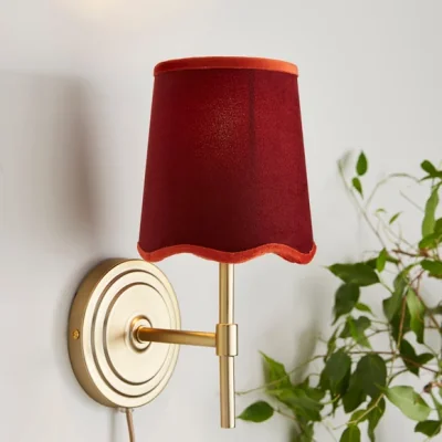 Dunelm Scalloped Velvet Easy Fit Lamp Shade