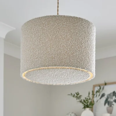 Dunelm Hazelle Boucle Shallow Drum Lamp Shade