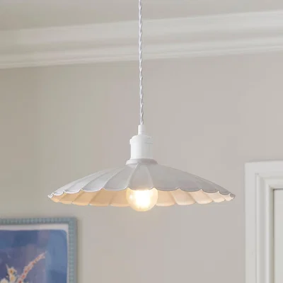 Dunelm Maya Scalloped Metal Easy Fit Pendant Shade Lilac (Purple)