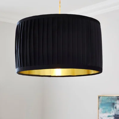 Dunelm Sawyer Pleated Velvet Drum Lamp Shade