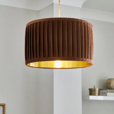 Dunelm Sawyer Pleated Velvet Drum Lamp Shade