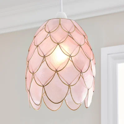Dunelm Scalloped Capiz Easy Fit Pendant Pink