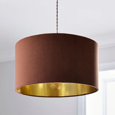 Dunelm Clara Velvet Drum Lamp Shade Walnut (Brown)