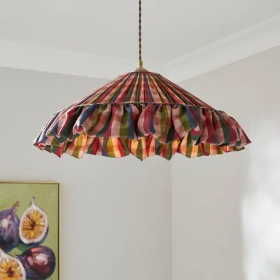 Dunelm Check Ruffle Easy Fit Lamp Shade