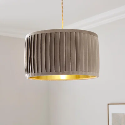 Dunelm Sawyer Pleated Velvet Drum Lamp Shade
