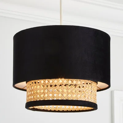 Dunelm Nova Velvet Cane 30cm 2 Tier Shade Black