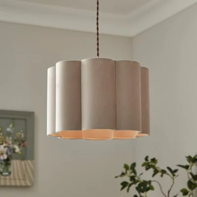 Dunelm Alex Pleated Velvet Easy Fit Drum Lamp Shade