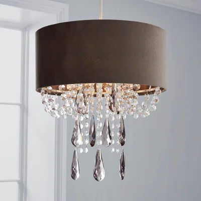 Dunelm Halle Velvet Jewel Grey Easy Fit Pendant Grey
