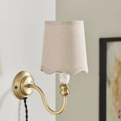 Dunelm Scalloped Edge Linen Lamp Shade Grey