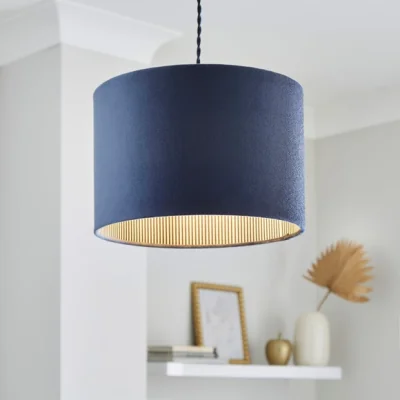 Dunelm Ticking Stripe Velvet Drum Lamp Shade