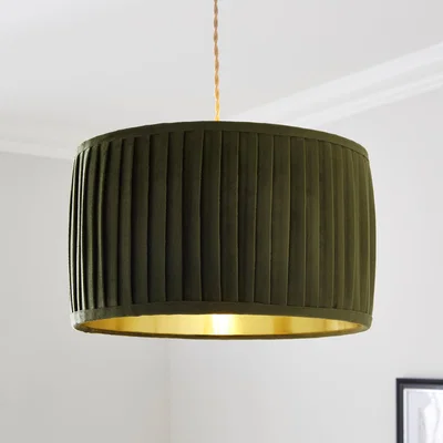 Dunelm Sawyer Pleated Velvet Drum Lamp Shade