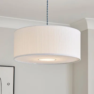 Dunelm Rippled Paper Shallow Diffuser Drum Lamp Shade White