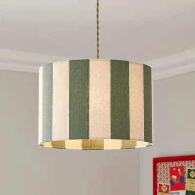 Dunelm Beatrice Striped Lamp Shade Olive
