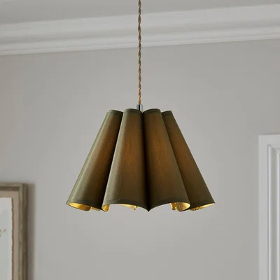 Dunelm Petal Pleat Lamp Shade Olive