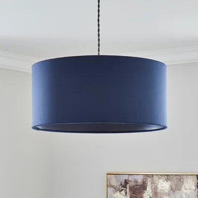 Dunelm Nesa Shallow Velvet Lamp Shade Navy