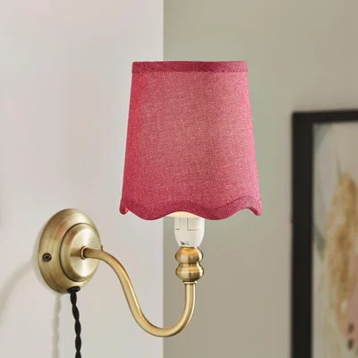 Dunelm Scalloped Edge Linen Lamp Shade Rhubarb